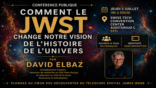 Flyer of the event: Title over a space image